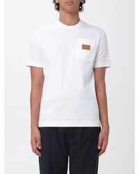 Fendi - Cotton T-Shirt With Patch Pocket And Applied Logo - Lyst