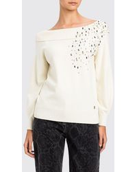 Twinset - Rhinestone-Embellished Viscose-Blend Crew-Neck Jumper - Lyst
