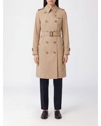 Burberry - Knee-Length Double-Breasted Cotton Trench Coat With Belt And Epaulettes - Lyst