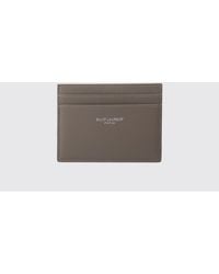 Saint Laurent - Flat Calfskin Card Holder With Laminated Logo - Lyst