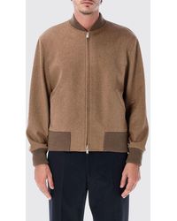 Lardini - Pure Virgin Wool Bomber Jacket With Ribbed Collar And Trims - Lyst