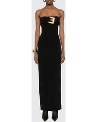 Balmain - Long Stretch Viscose Dress - Lyst