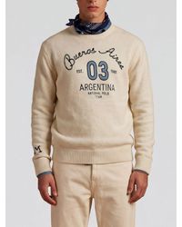 La Martina - Wool And Alpaca Blend Crewneck Jumper With Slogan Print - Lyst