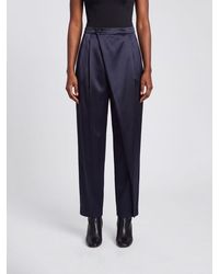 Alberta Ferretti - High-Waisted Straight-Leg Satin Wrap Trousers - Lyst