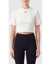 Off-White c/o Virgil Abloh - Cropped Cotton T-Shirt With Contrast Logo - Lyst