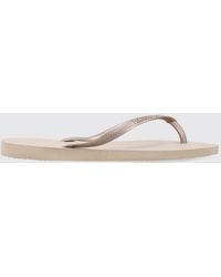 Havaianas - Slim Rubber Thong Sandals With Low Heel And Tone-On-Tone Logo - Lyst