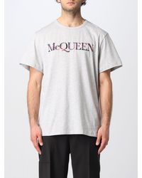 Alexander McQueen - T-shirt in cotone con ricamo logo - Lyst