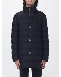 Herno - Long Quilted Wool And Technical Fabric Down Jacket With High Collar - Lyst