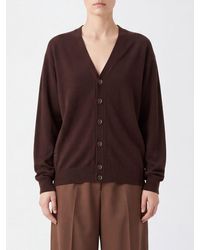 Lemaire - Cárdigan De Corte Relajado En Mezcla De Lana Con Cuello De Pico Y Botones - Lyst