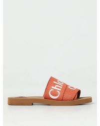 Chloé - Woody Canvas Slides With Embroidered Logo - Lyst