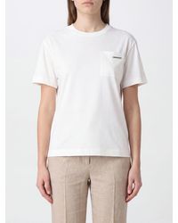 Brunello Cucinelli - Cotton Crewneck T-Shirt With Pocket And Monili Embellishment - Lyst
