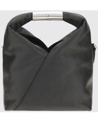 MM6 by Maison Margiela - Japanese Small Grained Leather Handbag With Stitch Logo - Lyst