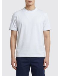 Brunello Cucinelli - Cotton Crew-Neck T-Shirt With Contrasts - Lyst