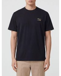 Burberry - Cotton T-Shirt With Contrasting Equestrian Knight Logo - Lyst