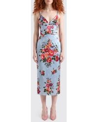 Dolce & Gabbana - Dolce &Amp Gabbana Satin Midi Dress - Lyst
