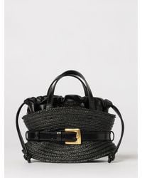 Balmain - Shuffle Mini Tasche Aus Bast Und Leder - Lyst