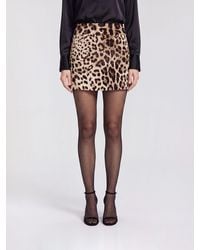 Dolce & Gabbana - Dolce &Amp Gabbana Animal Print Silk And Cotton-Blend Pencil Mini Skirt - Lyst