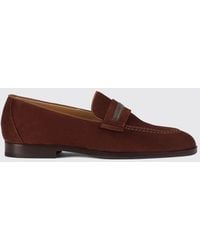 Doucal's - Suede Penny Loafers With Penny Strap - Lyst