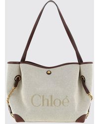 Chloé - Chlo&Eacute Clover Schultertasche Aus Canvas Mit Doppeltem Henkel Und Logo-Stickerei - Lyst