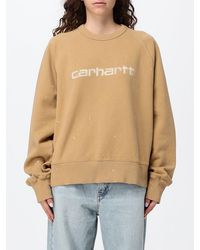 Carhartt - Cotton Crewneck Sweatshirt With Contrast Logo And Dropped Shoulders - Lyst