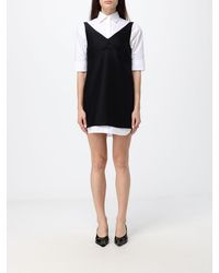 Balenciaga - Double-Layer Wool-Blend Mini Chemisier Dress With Short Sleeves - Lyst