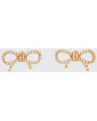 Ferragamo - Crystal-Embellished Stud Earrings With Logo Lettering - Lyst
