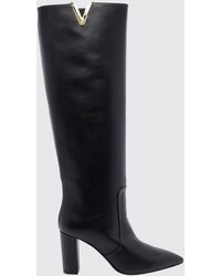 Via Roma 15 - Smooth Leather Knee-High Boots With High Heel And Almond Toe - Lyst