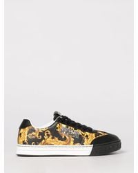 Versace Jeans Couture - Leather Sneakers With Baroque Print - Lyst