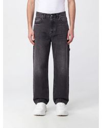Barrow - Wide Leg Cotton Denim Jeans With Contrast Logo - Lyst
