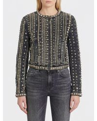 R13 - Studded And Rhinestone Denim Jacket - Lyst