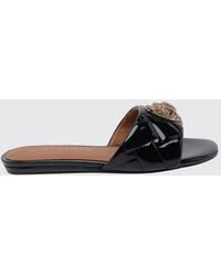 Kurt Geiger - Patent Leather Flat Sandals With Rhinestone Logo - Lyst