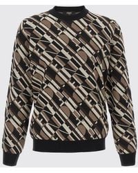 Fendi - Wool Sweater With All-Over Logo - Lyst