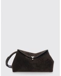 TOTEME - T-Lock Suede Clutch With Metallic Monogram - Lyst