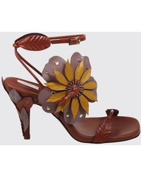 Zimmermann - Brightside Leather Sandal With Applied Flower - Lyst