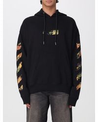 Off-White c/o Virgil Abloh - Relaxed Fit Cotton Hoodie With Arrow Logo And Diagonal Prints - Lyst