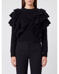Elisabetta Franchi - Ruffle-Detail Mohair Blend Crew Neck Jumper - Lyst