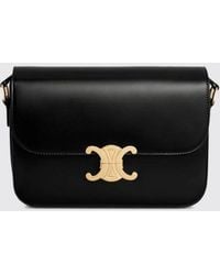 Celine - Triomphe Smooth Calfskin Mini Crossbody Bag With Logo - Lyst