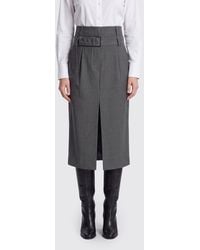 Brunello Cucinelli - Virgin Wool Midi Pencil Skirt With Slit - Lyst