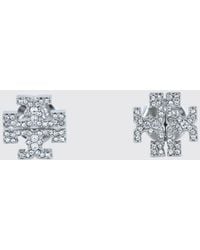 Tory Burch - Icon Messingohrringe Mit Eingesetzten Strasssteinen - Lyst