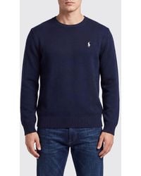 Polo Ralph Lauren - Cotton Crewneck Jumper With Iconic Embroidered Pony Logo - Lyst