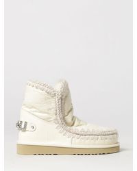 Mou - Eskimo Crinkled Leather Ankle Boots With Rhinestone Logo - Lyst