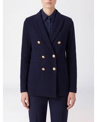 Circolo 1901 - Double-Breasted Wool Blend Blazer With Metal Buttons - Lyst