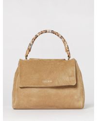 Orciani - Sveva Soft Suede Bag With Embroidered Handle - Lyst