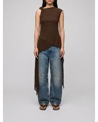 Ganni - Asymmetric Slim Fit Top With Braided Straps And Neckline - Lyst