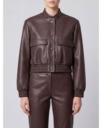 Twinset - Faux Leather Bomber Jacket With Patch Pockets And Elasticated Cuffs - Lyst