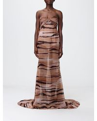 Elisabetta Franchi - Animal Print Chiffon Long Dress - Lyst