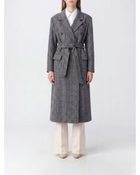 Brunello Cucinelli - Long Double-Breasted Check Alpaca Wool Coat With Belt - Lyst