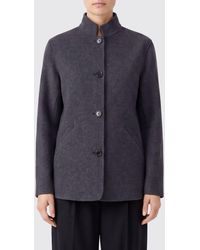 Aspesi - Single-Breasted Wool Short Coat With Mandarin Collar - Lyst