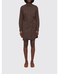 Loewe - Cotton And Silk Blend Wrap Mini Shirt Dress - Lyst