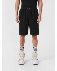 Philipp Plein - Knee-Length Jersey Jogging Shorts With Drawstring And Hexagon Logo - Lyst